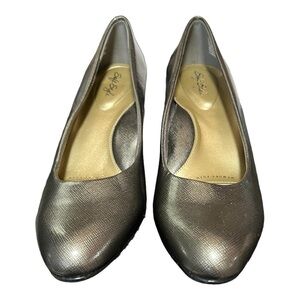 Soft Style Metallic Textured Chunky Block Heel Pumps Size 8.5M